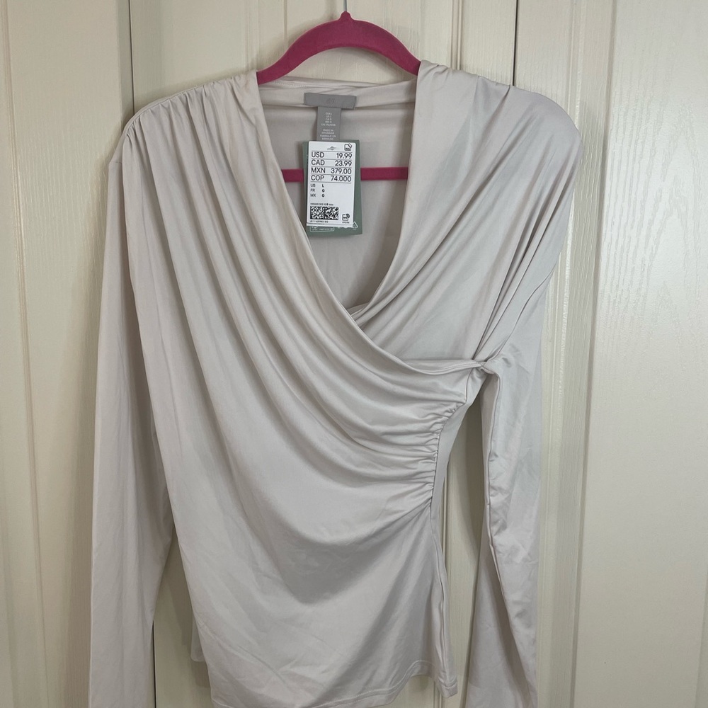 H&M Cream Drape Blouse